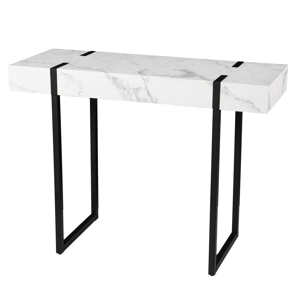 SEI Furniture Rangley Modern Faux Marble Console Table, 29-3/4inH x 39-1/4inW x 15-1/2inD, Black/White