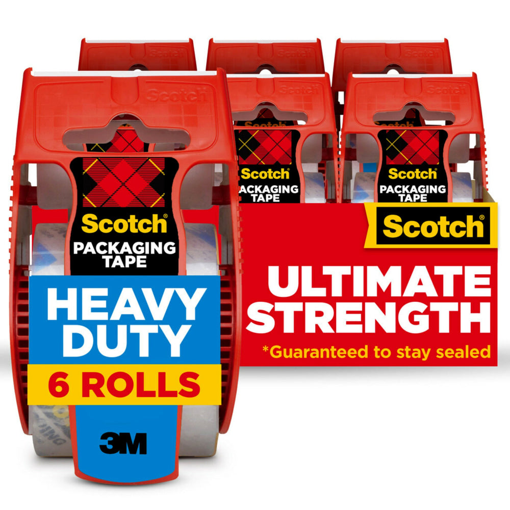 Scotch Heavy-Duty Shipping Packing In Dispenser, 1-1/2in Core, 1-7/8in x 22.2 Yd., Clear, Pack Of 6 Rolls