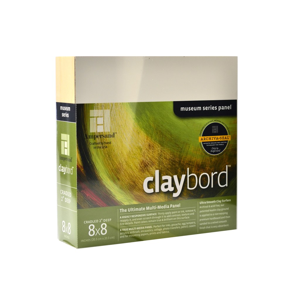 Ampersand Cradled Claybord, 8in x 8in, 2in, White