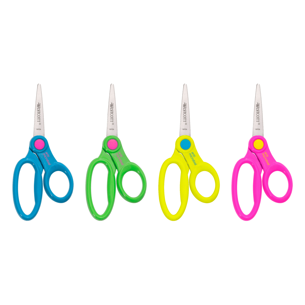 Westcott Ant-Microbial Kids Scissors, 5in, Pointed, Assorted Colors