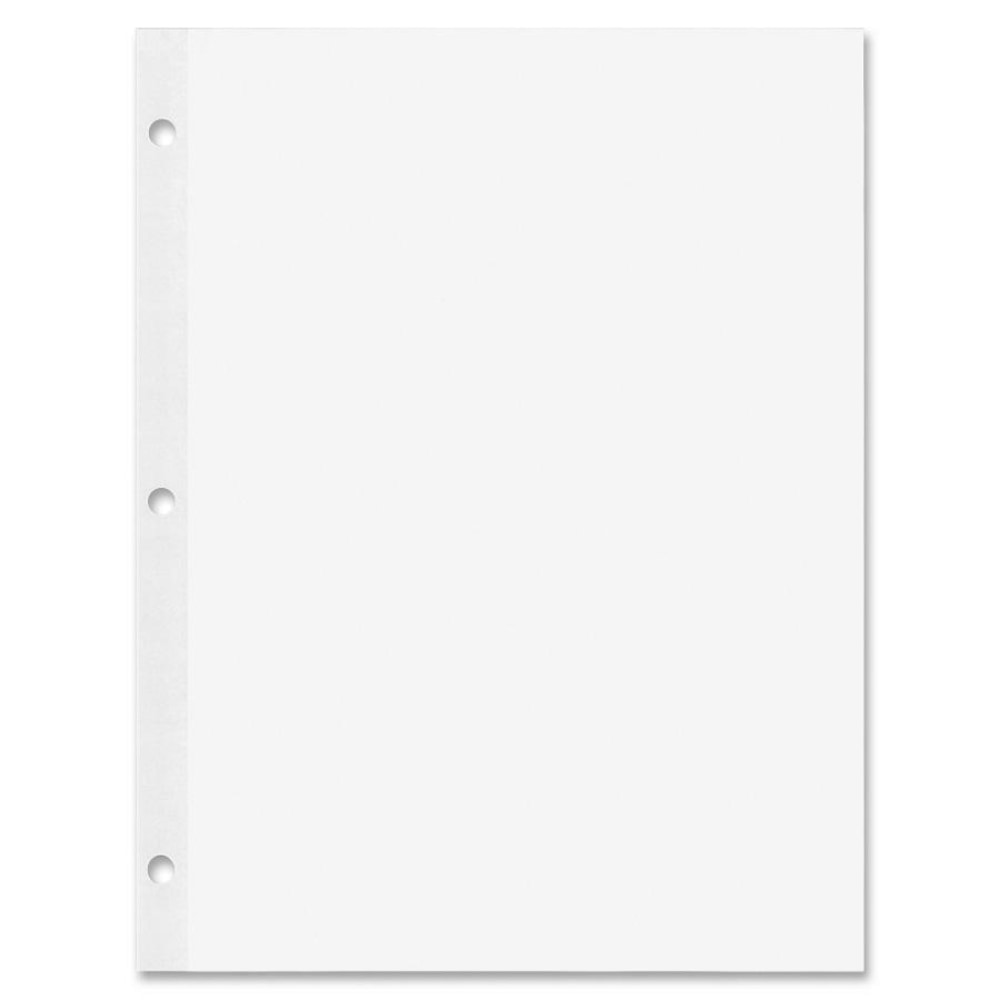 Rediform Heavyweight Reinforced Filler Paper - Letter - 100 Sheets - Plain - Stapled/Glued - 20 lb Basis Weight - 8 1/2in x 11in - White Paper - Heavyweight, Reinforced Edges, Punched - 100 / Pack