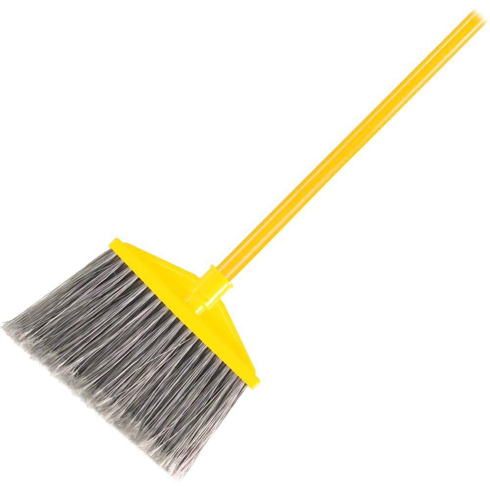 Rubbermaid Commercial Angle Broom - 10.50in Polypropylene Bristle - 1in Handle Diameter - Metal, Metal Handle - 6 / Carton - Gray