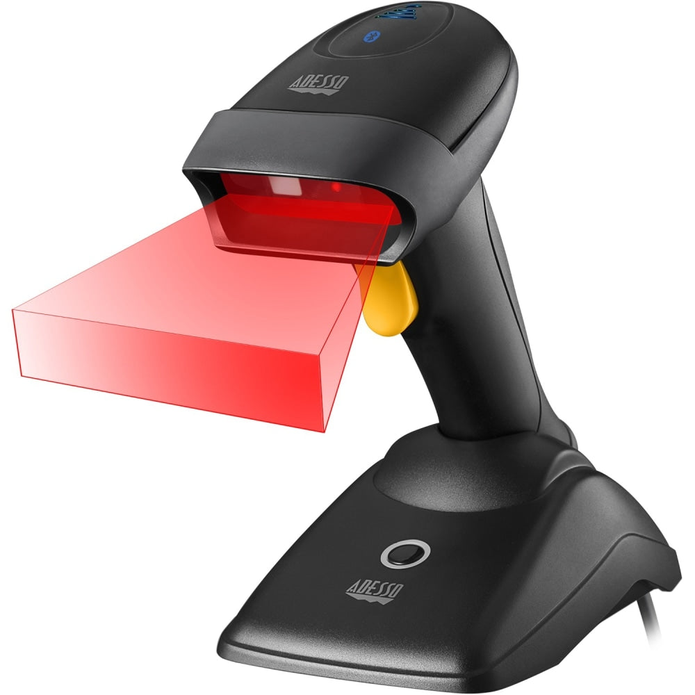 Adesso NUSCAN 2500TB Bluetooth Spill Resistant Antimicrobial 2D Barcode Scanner - Wireless Connectivity - 12in Scan Distance - 1D, 2D - CMOS - Bluetooth - USB - Black - USB - Logistics, Warehouse, Library, Healthcare, Retail
