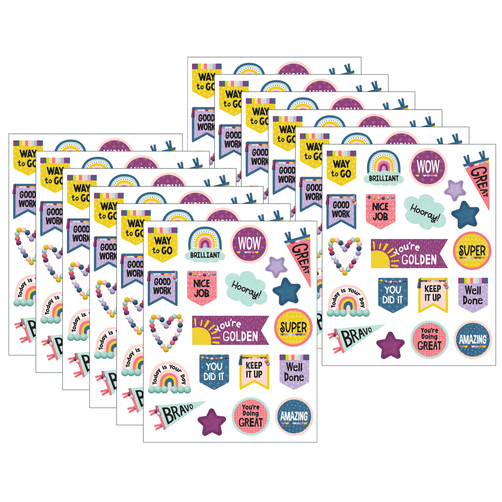 Teacher Created Resources Stickers, Oh Happy Day, 120 Stickers Per Pack, Set Of 12 Packs