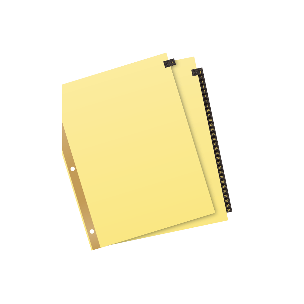 Avery 30% Recycled Black Leather Tab Dividers, 8 1/2in x 11in, Buff Dividers/Black Tabs, 1-31