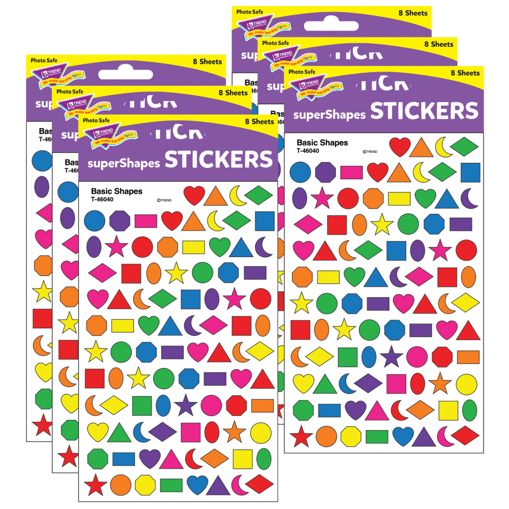 Trend superShapes Stickers, Basic Shapes, 800 Stickers Per Pack, Set Of 6 Packs