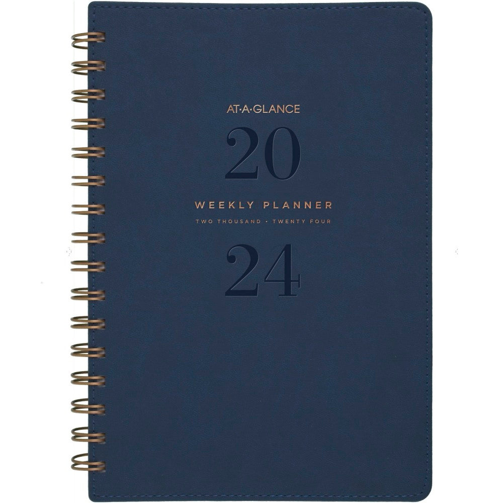 2024-2025 AT-A-GLANCE Signature Collection Weekly/Monthly Planner, 5-1/2in x 8-1/2in, Navy, January 2024 To January 2025, YP20020