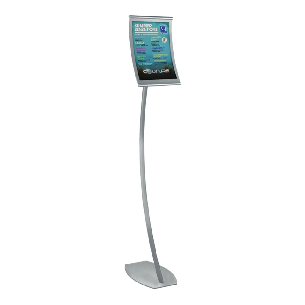 Azar Displays Curved Metal Floor Stand, Letter Size, 52inH, Silver