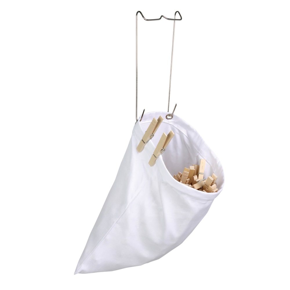 Honey-Can-Do Hanging Clothespin Bags, 11in x 10in, White, Pack Of 2
