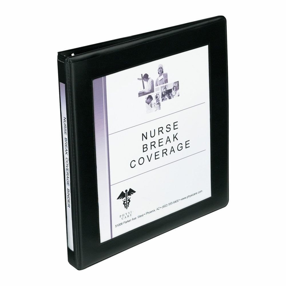 Avery Frame View 3-Ring Binder With Locking One-Touch EZD Rings, 1/2in D-Rings, Black