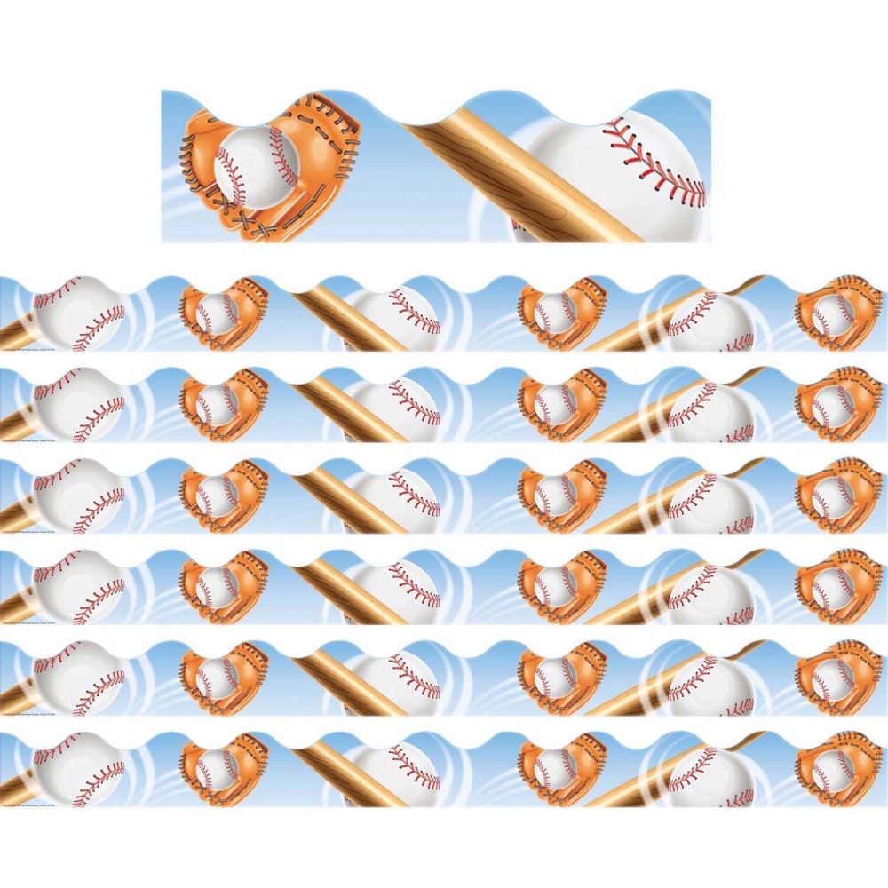 Eureka School Deco Trim, Baseball, 37ft Per Pack, Set Of 6 Packs