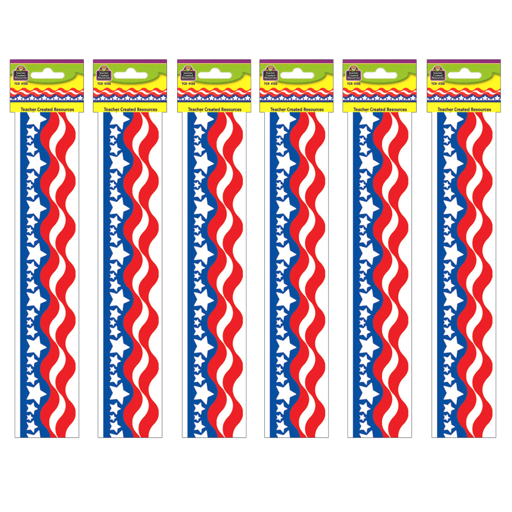 Teacher Created Resources Border Trim, Patriotic, 35ft Per Pack, Set Of 6 Packs
