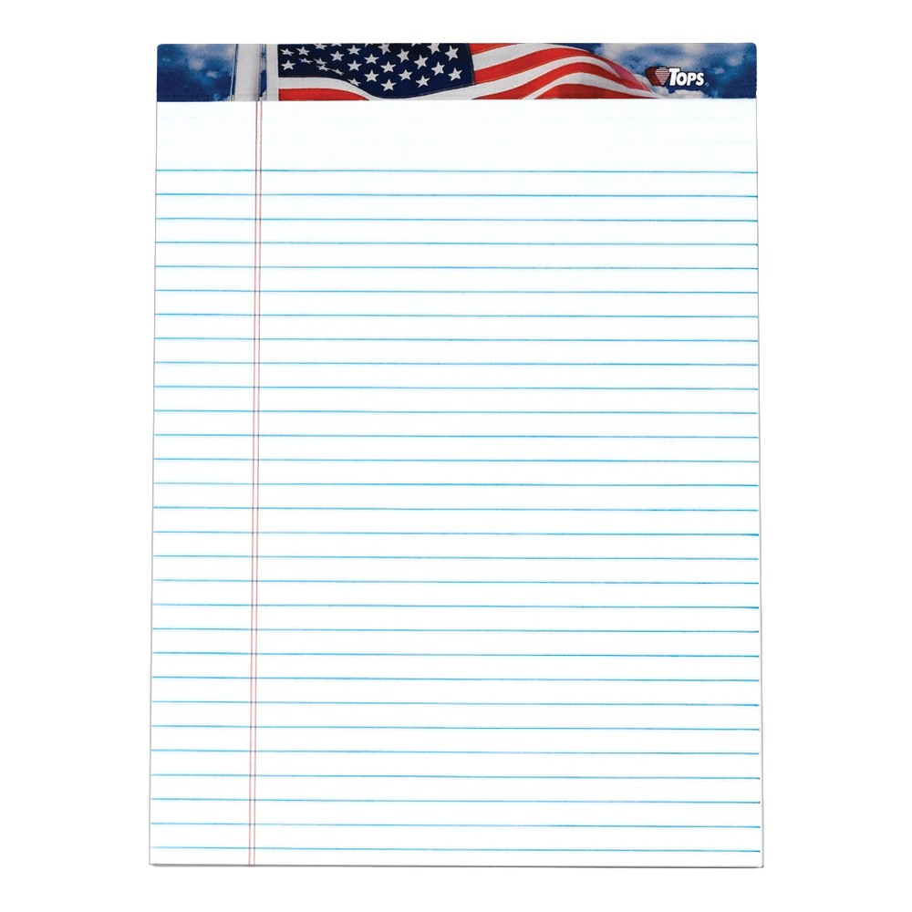 TOPS Perforated American Pride Writing Pads, 8 1/2in x 11 3/4in, Legal Ruled, 50 Sheets, White, Pack Of 3 Pads