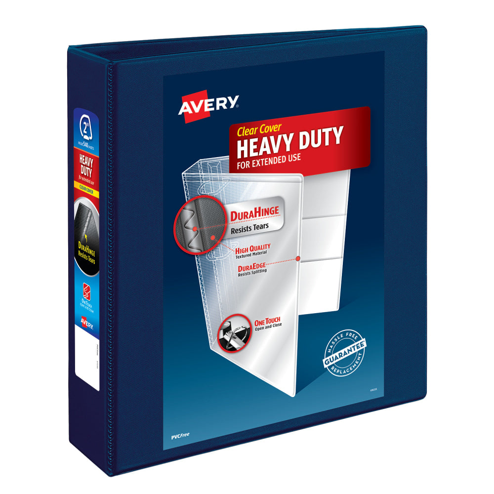 Avery Heavy-Duty View 3 Ring Binder, 2in One Touch EZD Rings, Navy Blue, 1 Binder