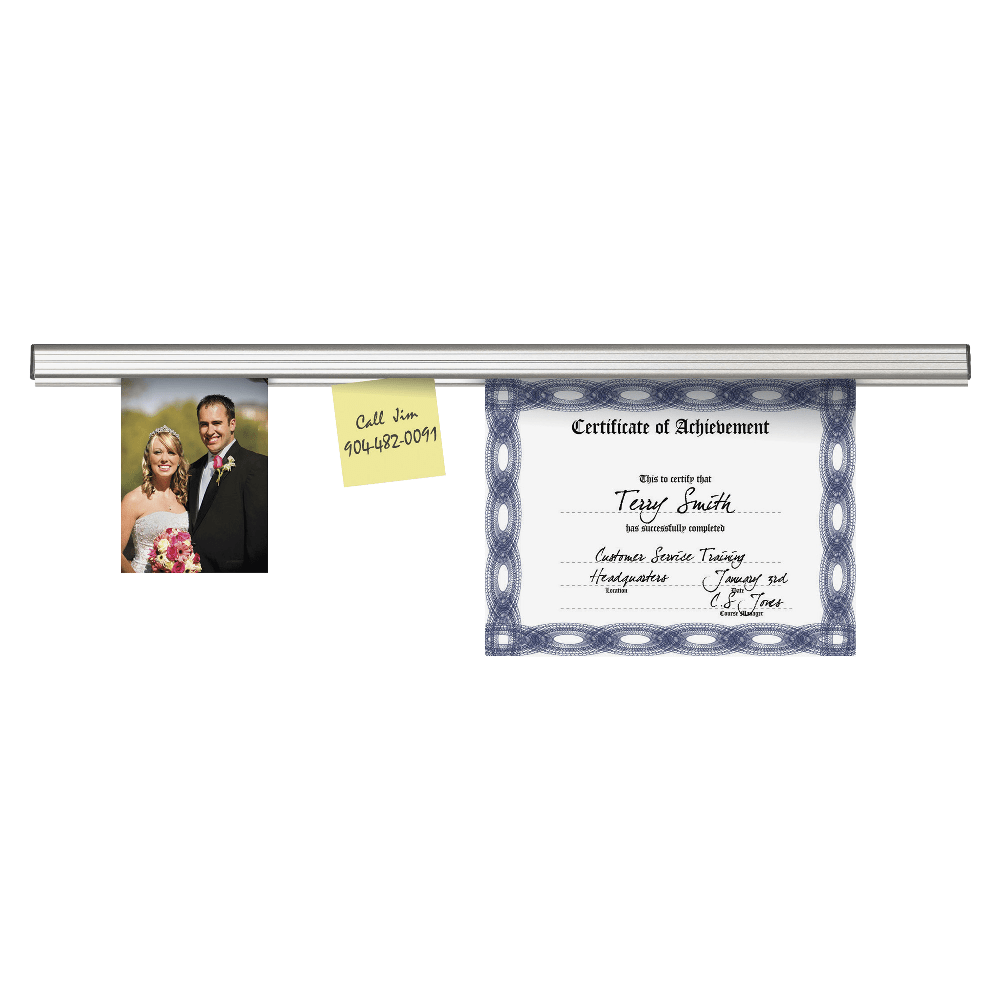 Advantus Grip-A-Strip Display Rail, 1 1/2in x 12in, Platinum Satin Finish