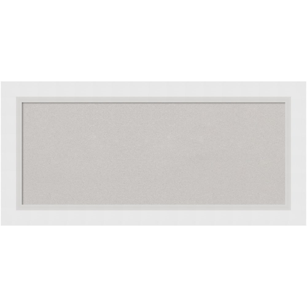 Amanti Art Cork Bulletin Board, 34in x 16in, Gray, Blanco White Wood Frame