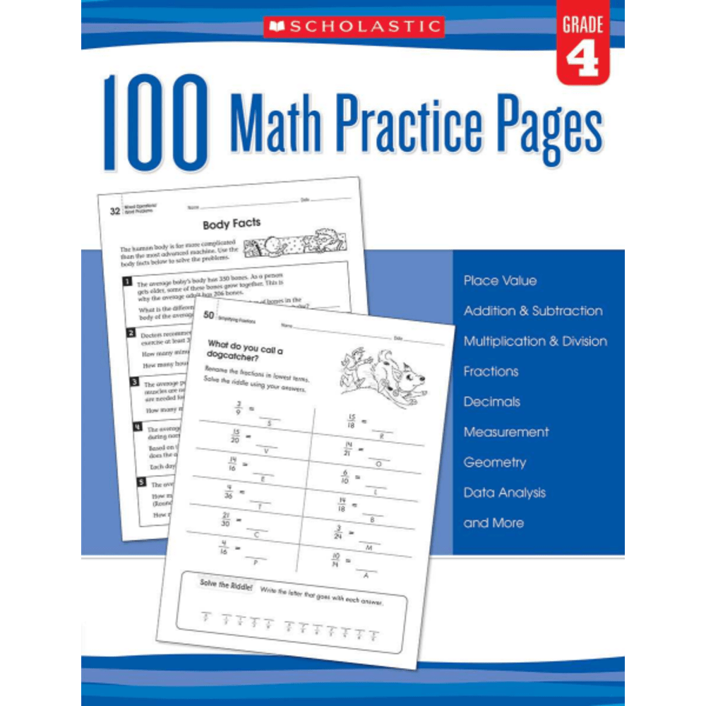 Scholastic Teacher Resources Math Practice Pages, Grade 4