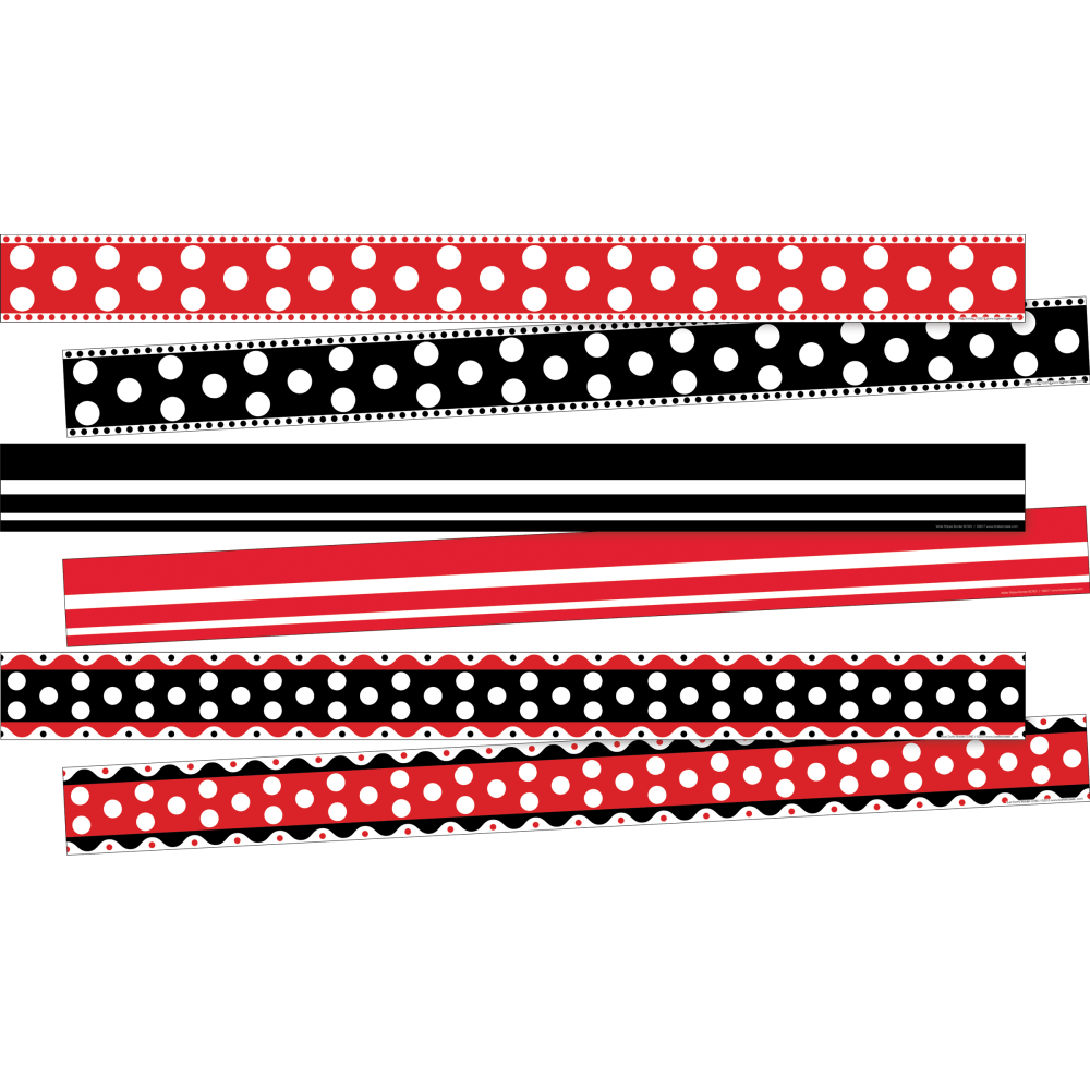 Barker Creek Double-Sided Borders, 3in x 35in, Stripes & Dots, 12 Strips Per Pack, Set Of 3 Packs