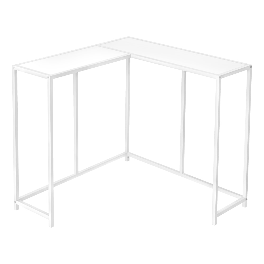 Monarch Specialties Jan L-Shaped Metal Console Table, 32inH x 36inW x 36inD, White