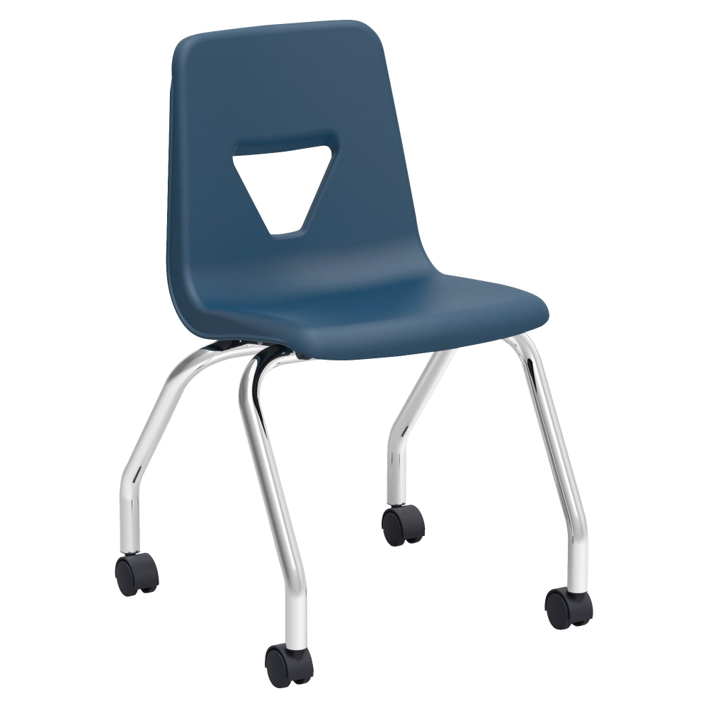 Lorell Classroom Mobile Chairs, 18inH Seat, Navy/Chrome, Set Of 2