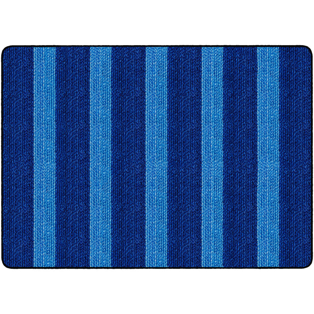 Flagship Carpets Basketweave Stripes Classroom Rug, 6ft x 8 3/8ft, Blue