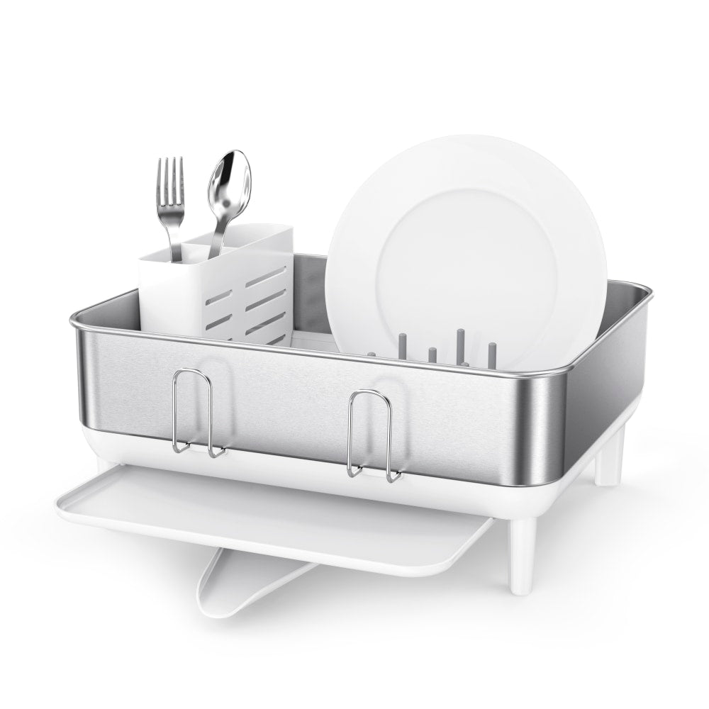 simplehuman Compact Dish Rack, 7-1/2inH x 15inW x 15-1/2inD, White