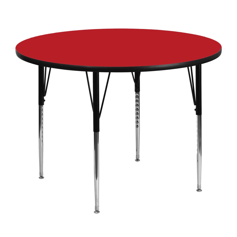 Flash Furniture 48ft" Round HP Laminate Activity Table With Standard Height-Adjustable Legs, Red