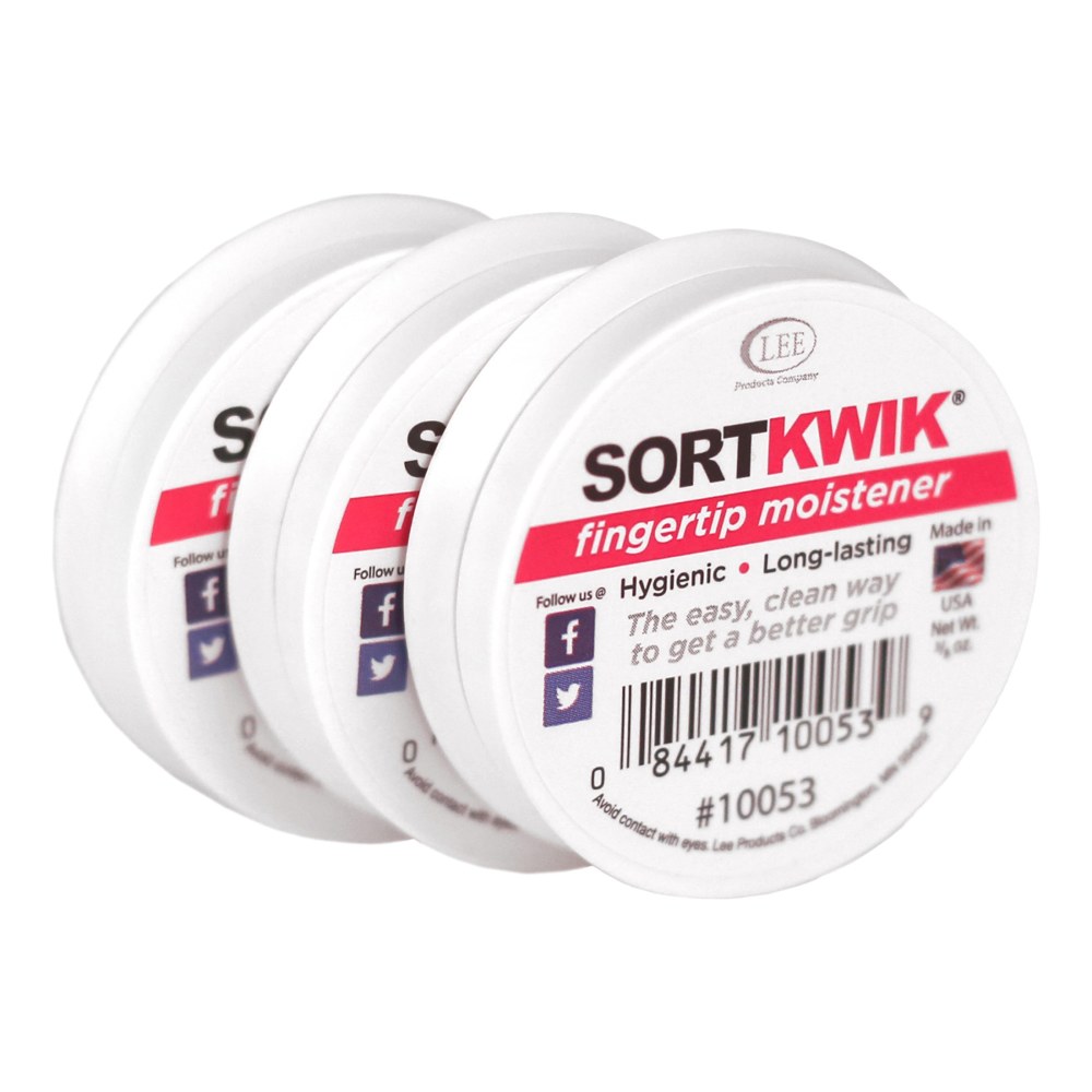 Lee Sortkwik Hygienic Fingertip Moistener, 50% Recycled, 0.38 Oz, Pink, Pack Of 3