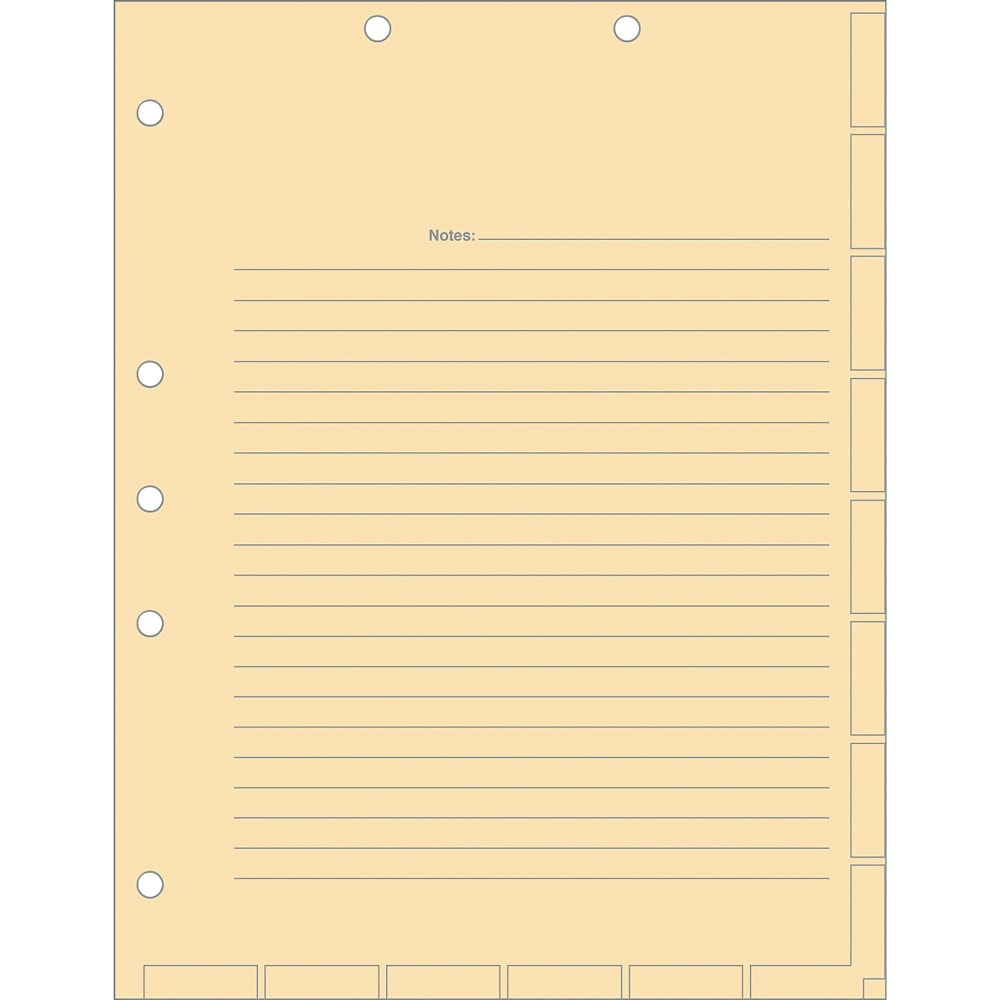 Tabbies 7-hole Manila Chart Divider Sheets - 8.5in Divider Width x 11in Divider Length - 7 Hole Punched - Manila Divider - 400 / Box