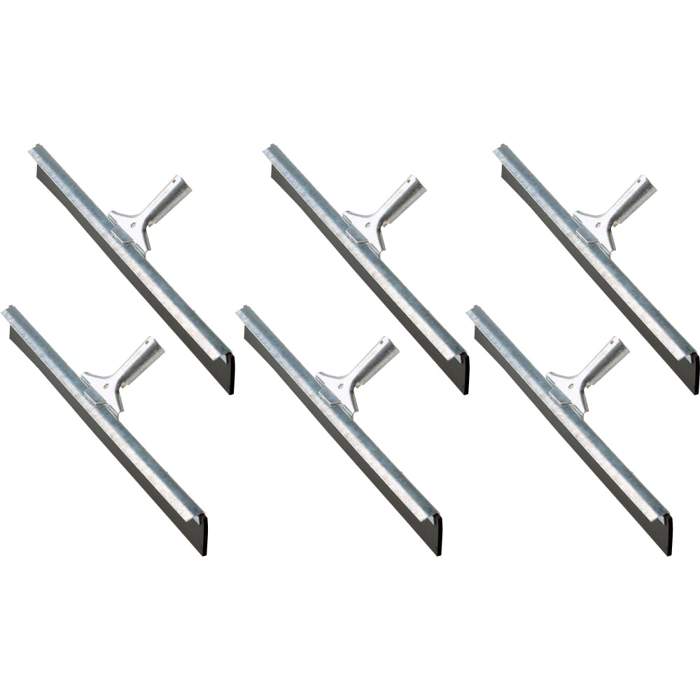 Ettore Straight Steel Floor Squeegee - Rubber Blade - 4.5in Height x 24in Width x 5.5in Length - Durable, Sturdy, Changeable Blade, Rust Proof, Long Lasting - Steel Gray - 6 / Carton