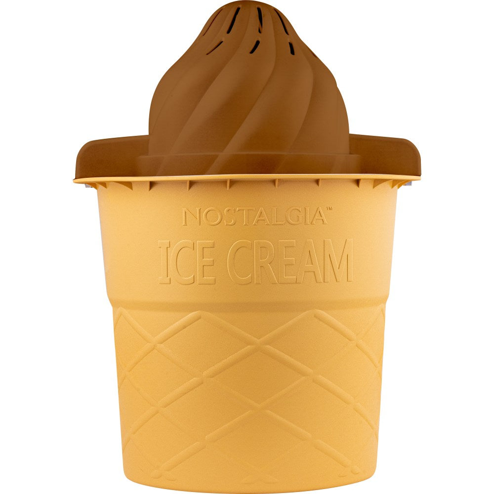 Nostalgia 4-Quart Swirl Cone Ice Cream Maker, Chocolate Brown