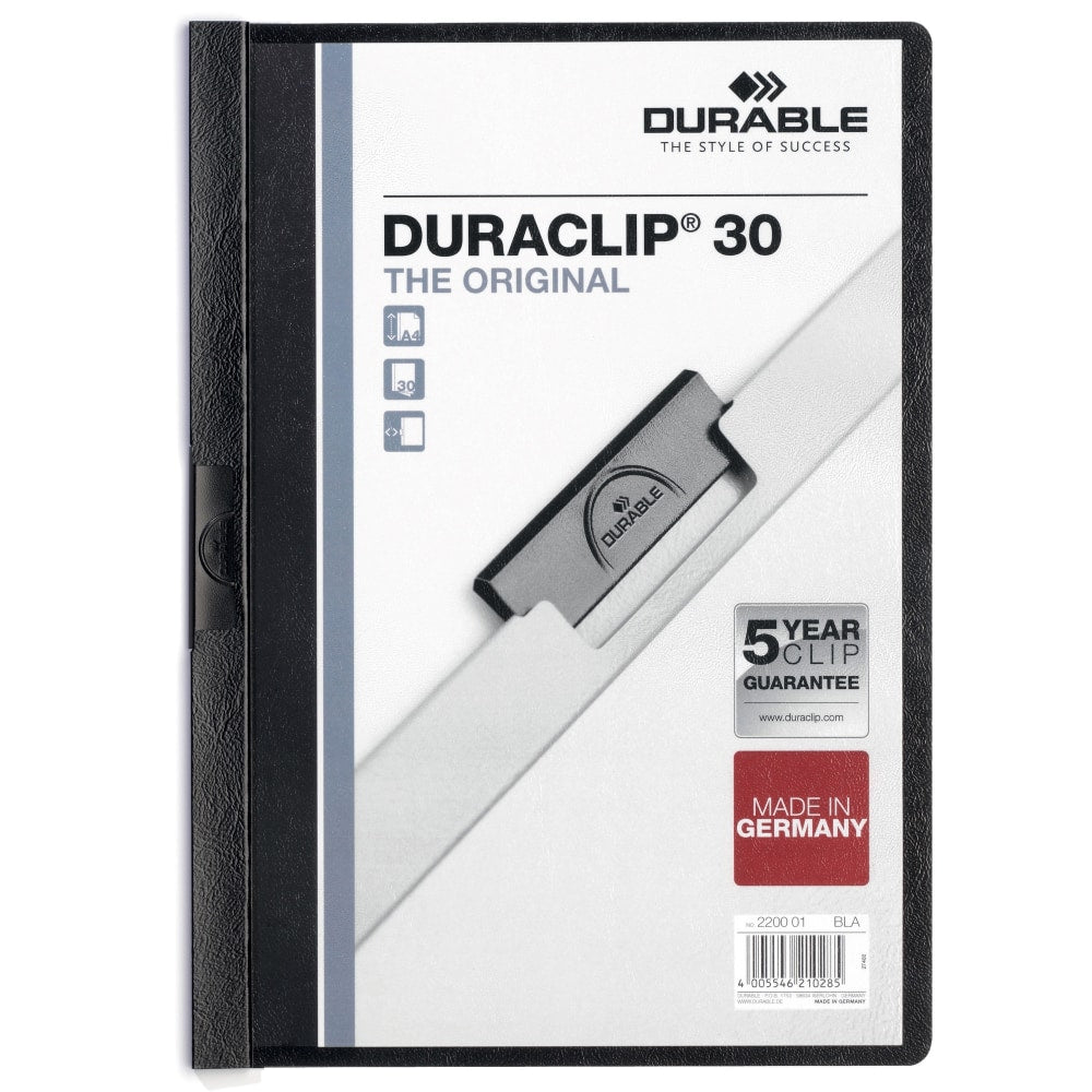 Durable Duraclip 30 Report Covers, 8 1/2in x 11in, Black