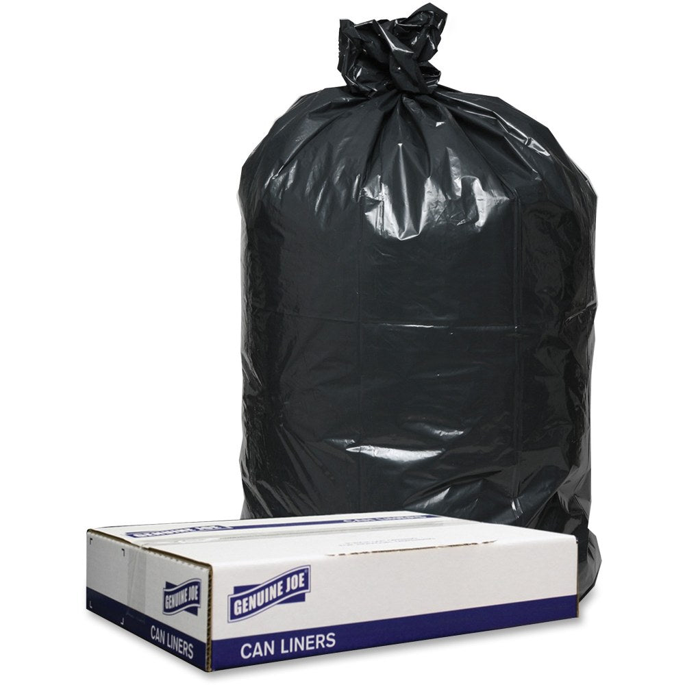 Genuine Joe Low Density Black Can Liners - 45 gal Capacity - 40in Width x 46in Length - 1.20 mil (30 Micron) Thickness - Low Density - Black - 100/Carton - Can - Recycled