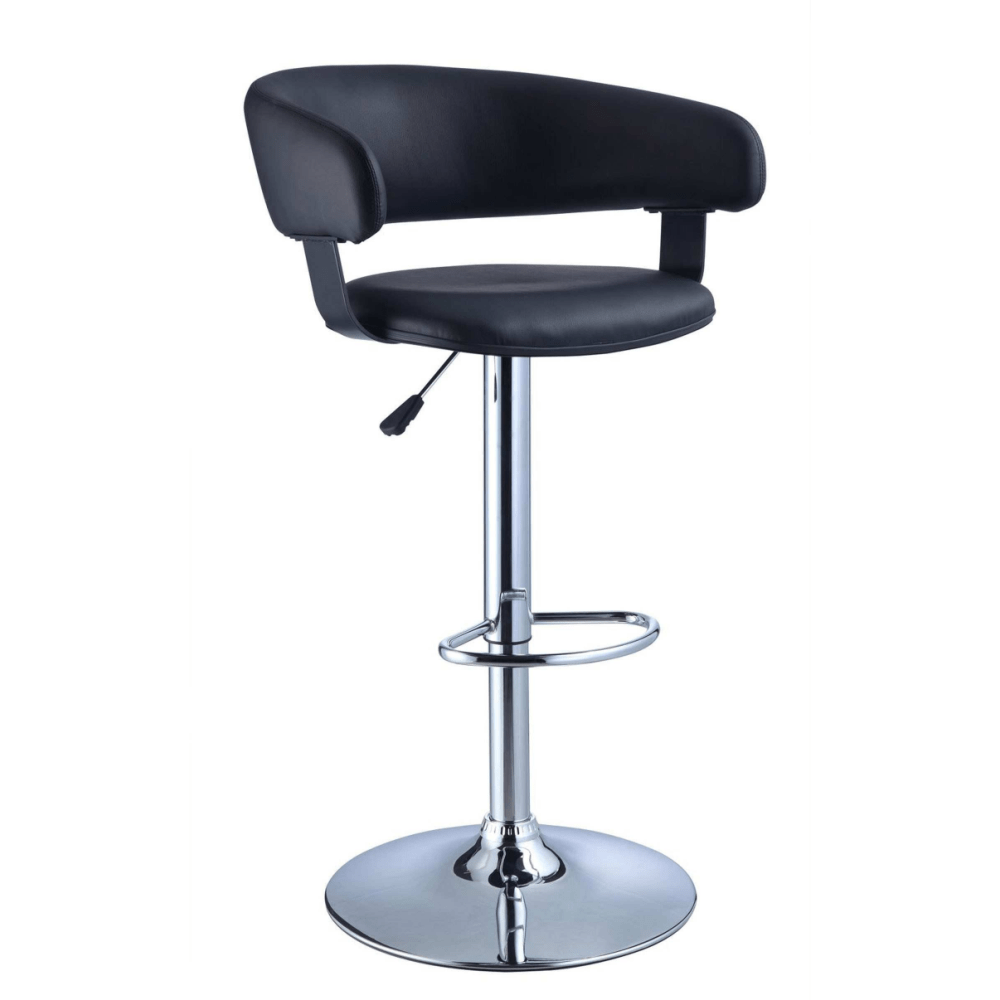 Powell Barrel Back Adjustable Bar Stool, Black/Chrome