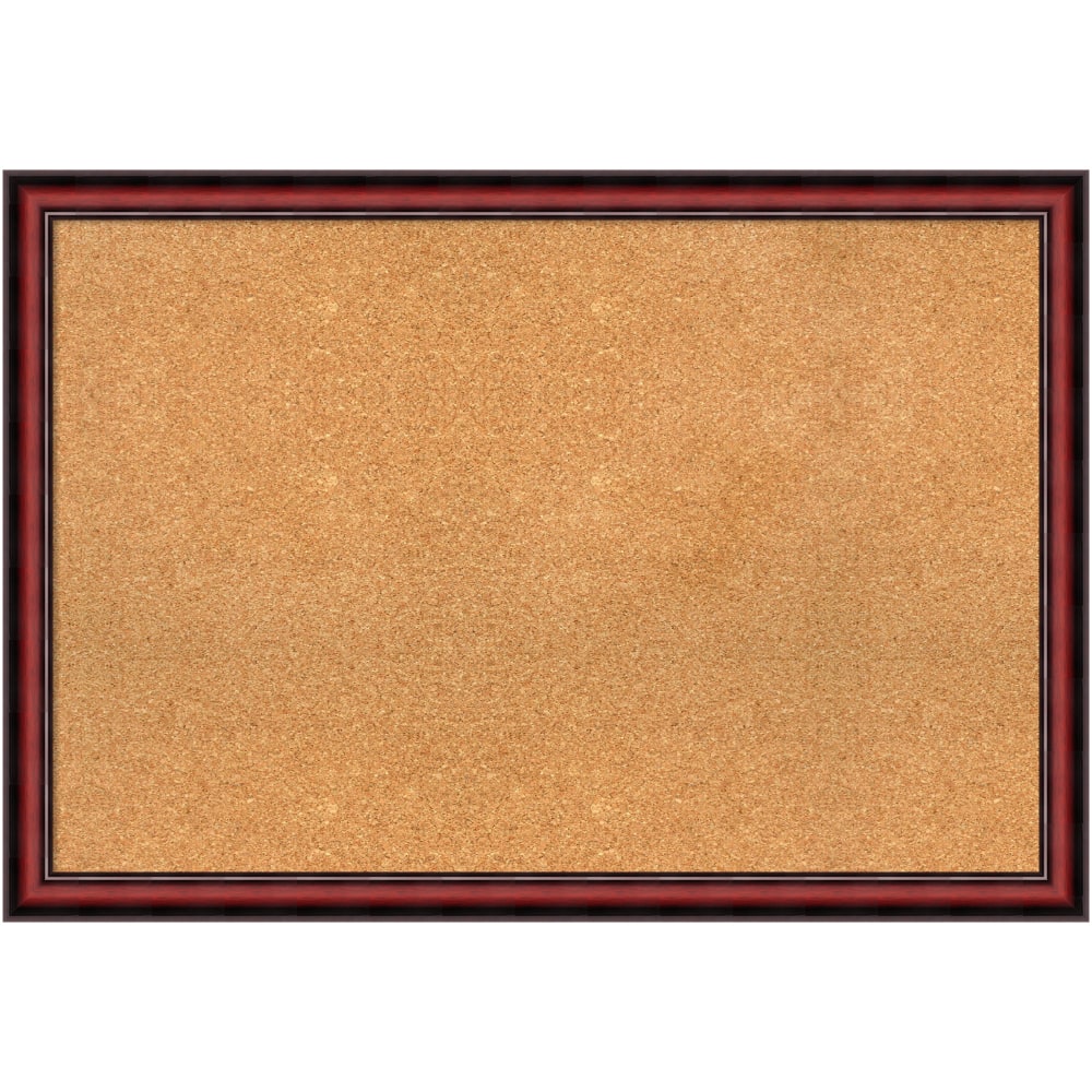 Amanti Art Non-Magnetic Cork Bulletin Board, 39in x 27in, Natural, Rubino Cherry Scoop Wood Frame