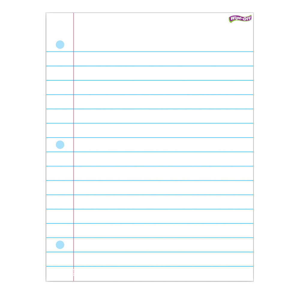 TREND Notebook Paper Wipe-Off Chart, 17in x 22in, Pack Of 6
