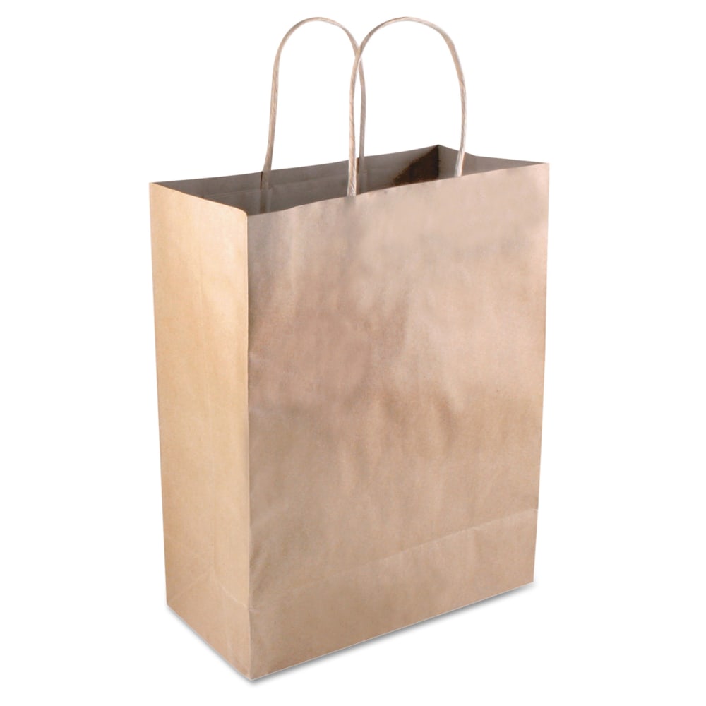 Cosco Premium Shopping Bags, 10 1/4in x 8in, Brown Kraft, Pack Of 50 Bags