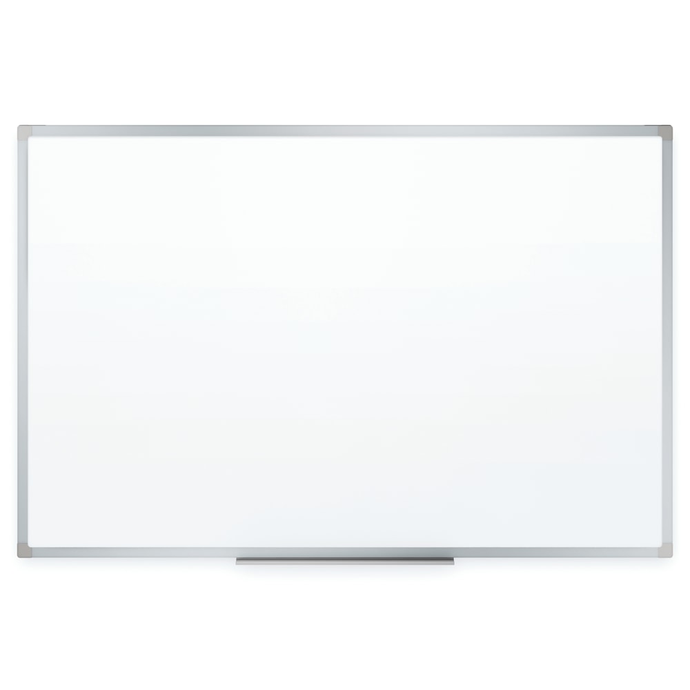 Mead Melamine Non-Magnetic Dry-Erase Whiteboard With Marker Tray, 72in x 48in, Aluminum Frame With Silver Finish