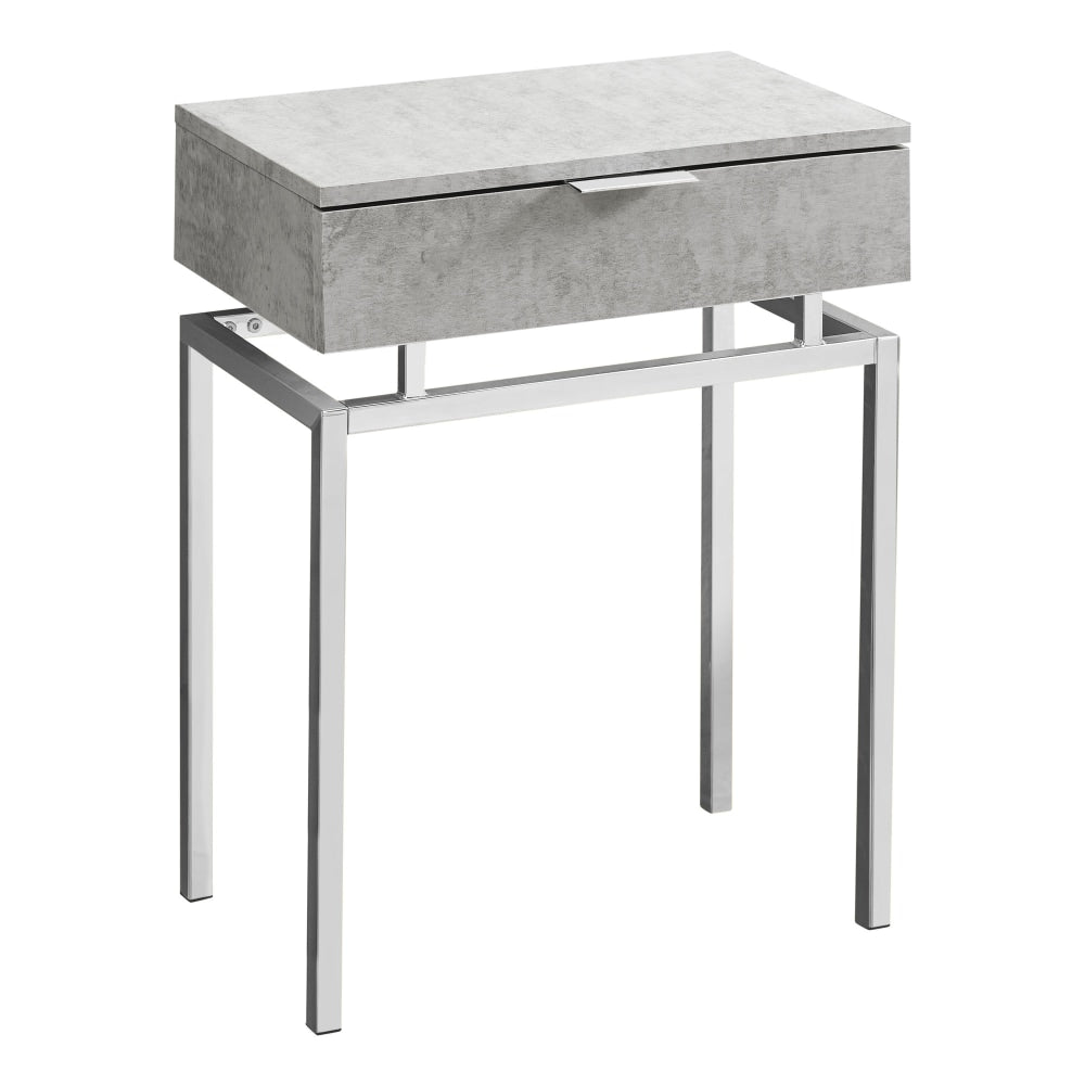 Monarch Specialties Accent Table, Rectangular, Gray Cement/Chrome