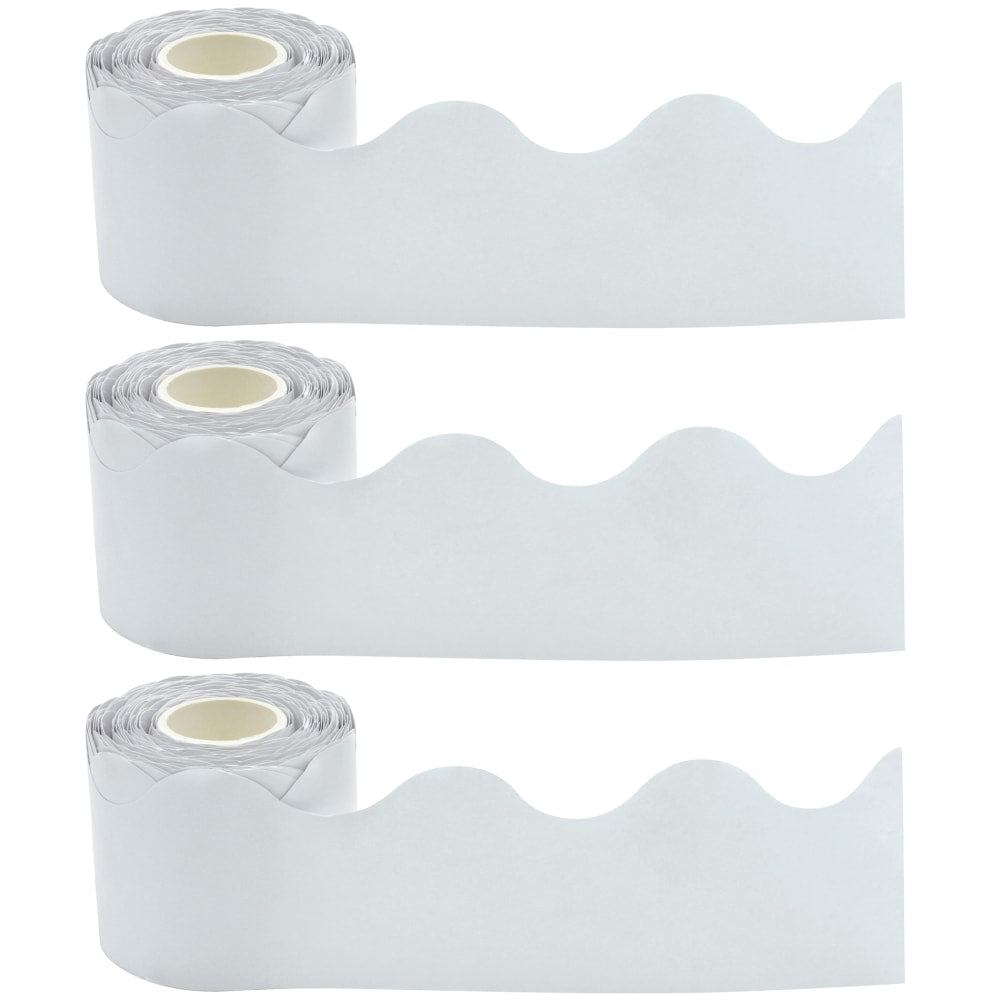 Teacher Created Resources Scalloped Border Trim, White, 50ft Per Roll, Pack Of 3 Rolls