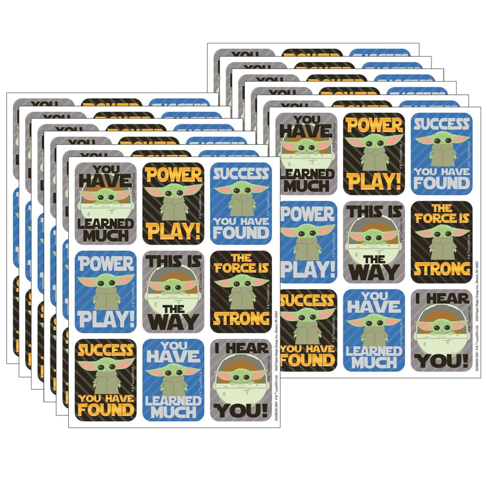 Eureka Giant Stickers, Star Wars The Mandalorian, 36 Stickers Per Pack, Set Of 12 Packs