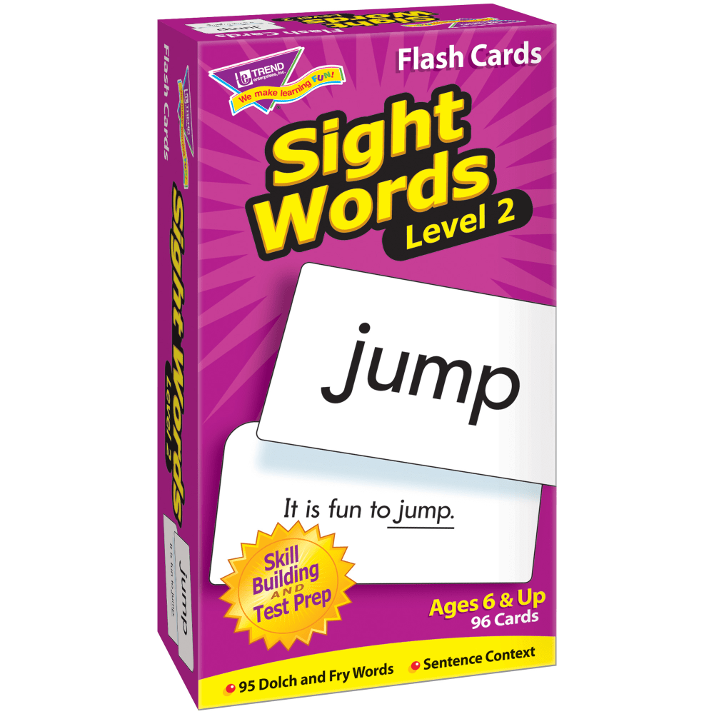 TREND Sight Words Skill Drill Flash Cards, Level 2, 6in x 3in, Grades 1-2, Pack Of 96
