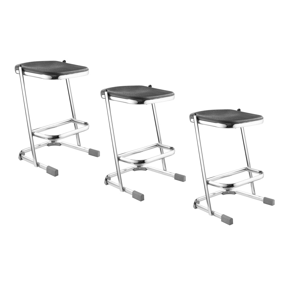 National Public Seating Elephant Task Z-Stool, Black Seat/Chrome Frame, Quantity: 3