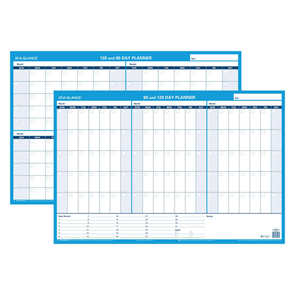 AT-A-GLANCE Undated Erasable/Reversible Wall Planner, 90 Days, 36in x 24in, 30% Recycled