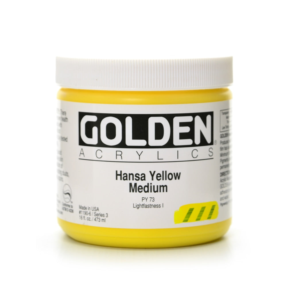 Golden Heavy Body Acrylic Paint, 16 Oz, Hansa Yellow Medium