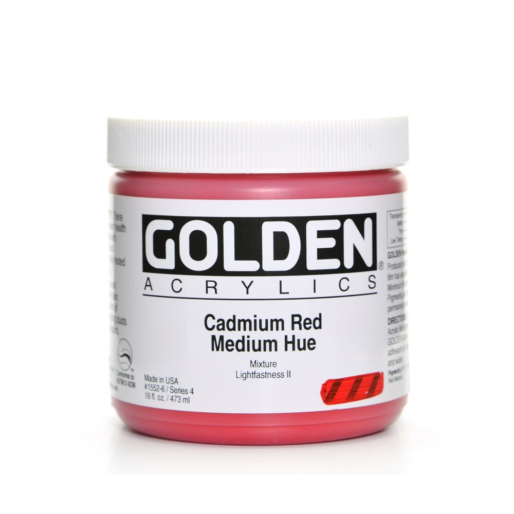 Golden Heavy Body Acrylic Paint, 16 Oz, Cadmium Red Medium Hue