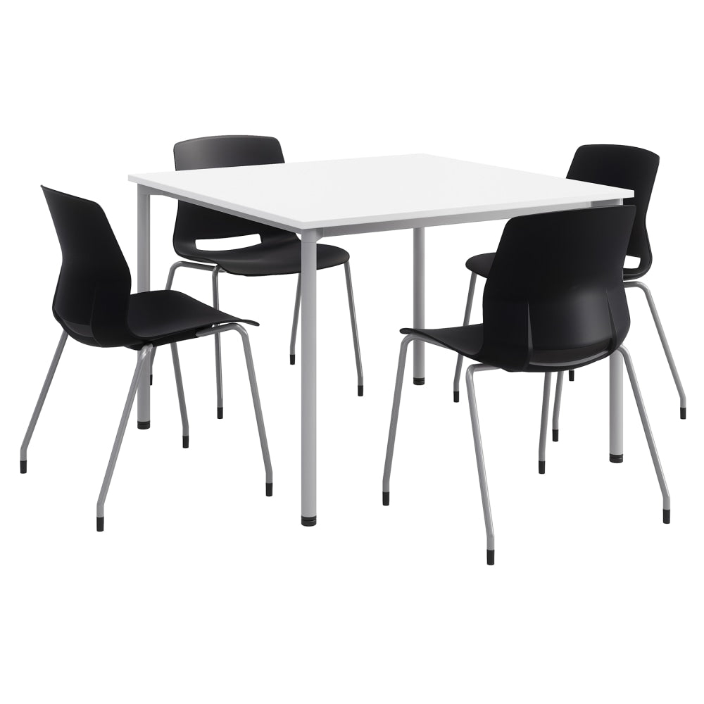 KFI Studios Dailey Square Dining Set, White/Silver/Black