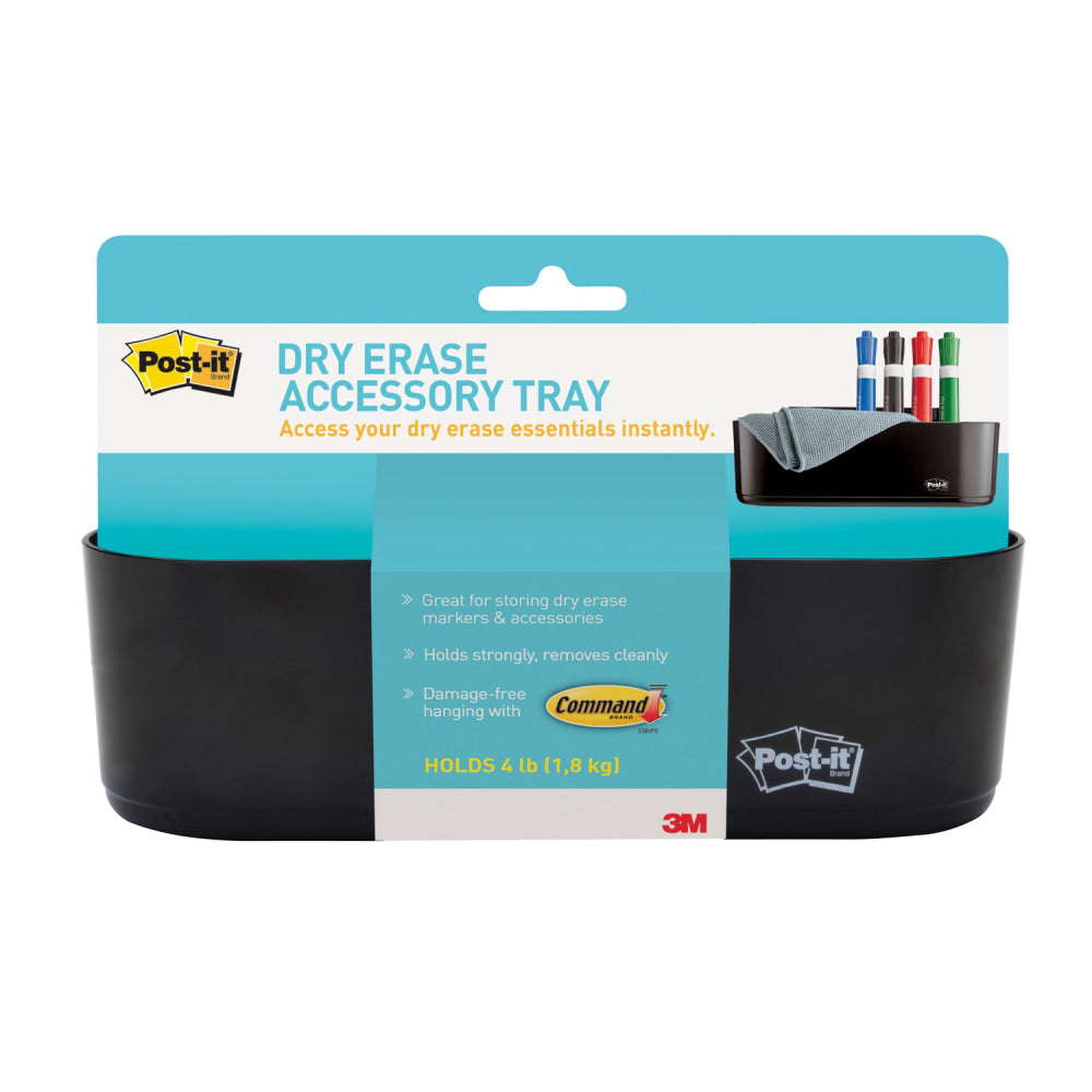 Post-it Dry Erase Accessory Tray, Deftray, 8 5/8in x 3 1/8in x 2 15/16in, Black