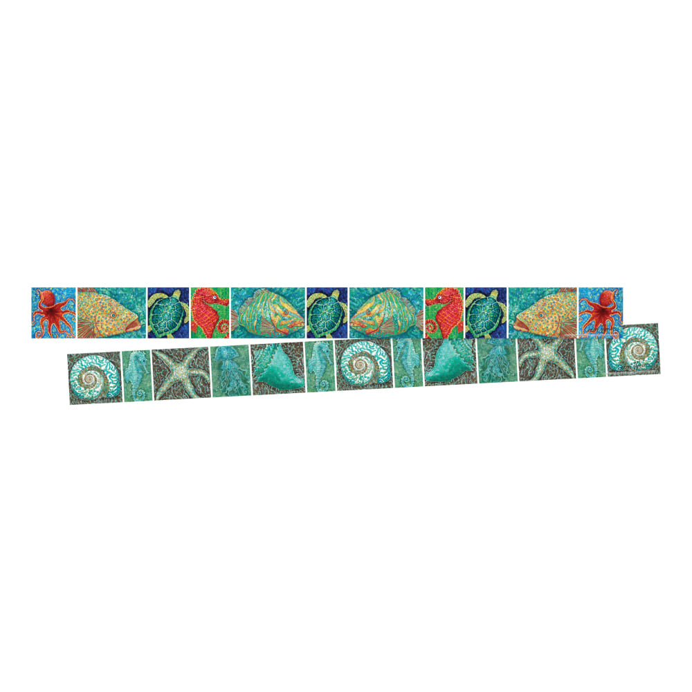 Barker Creek Double-Sided Border Strips, 3in x 35in, Surfs Up Coral Reef, Set Of 24