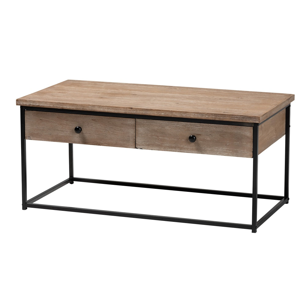 Baxton Studio Roderick Modern And Contemporary Coffee Table, 17-3/4inH x 39-7/16inW x 19-3/4inD, Oak/Black